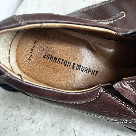 Johnston and Murphy Shoes Brown SHEEPSKIN Leather Sneaker Mens 10.5 Loafers - Picture 6 of 8